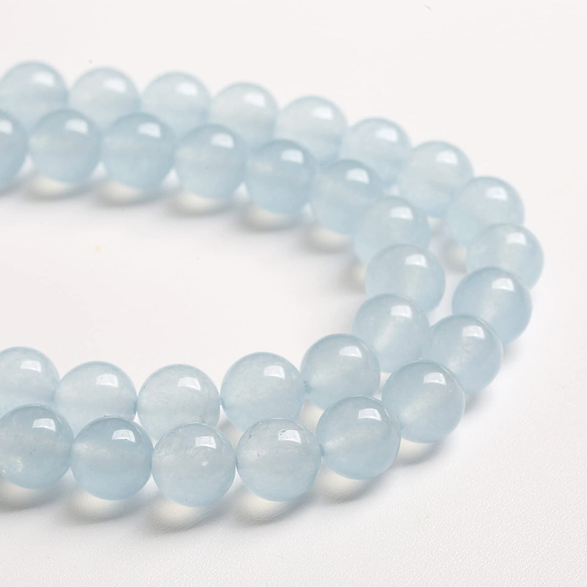 6MM 60PCS Natural Stone Light Blue Chalcedony Loose Beads for Jewelry Making DIY Bracelet Necklace