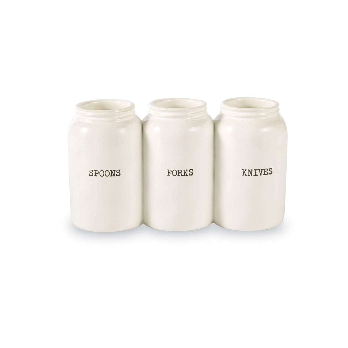 Farmhouse Ceramic Triple Utensil Holder