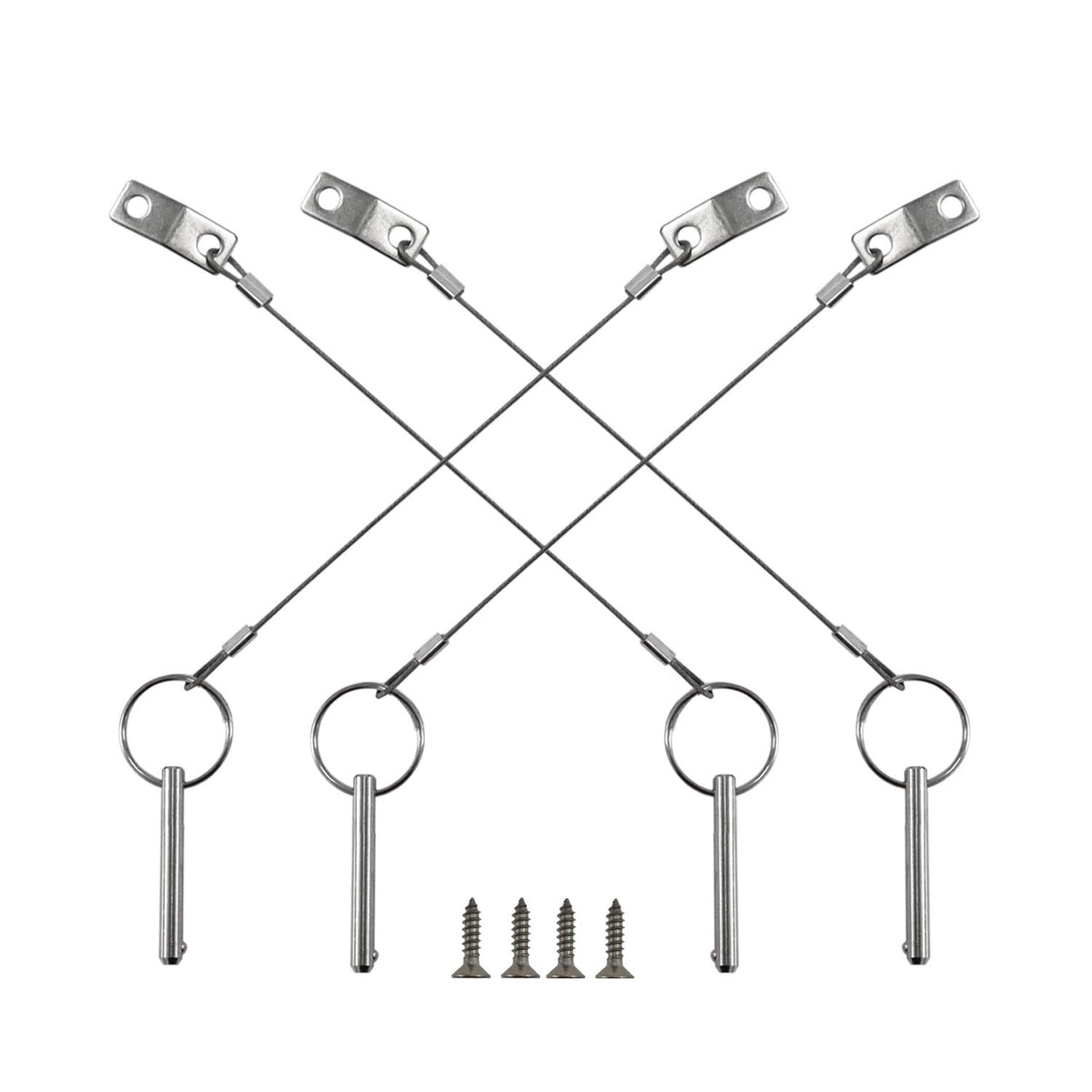 4PIECES of Quick Release Pin 1/4" Diameter, Usable Length 1-1/2"(38mm), Total Length 2"(51mm) Full 316 Stainless Steel, Bimini Top Pin, Marine Hardware