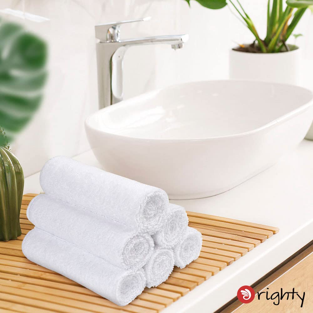 Orighty 6-Pack White Hand Towels - Quick Drying & Absorbent Microfiber Gym Towels 16x28 inches - Lightweight & Thin White Yoga Towel - Multi-Purpose Camping Towel for SPA, Hotel & Bathroom