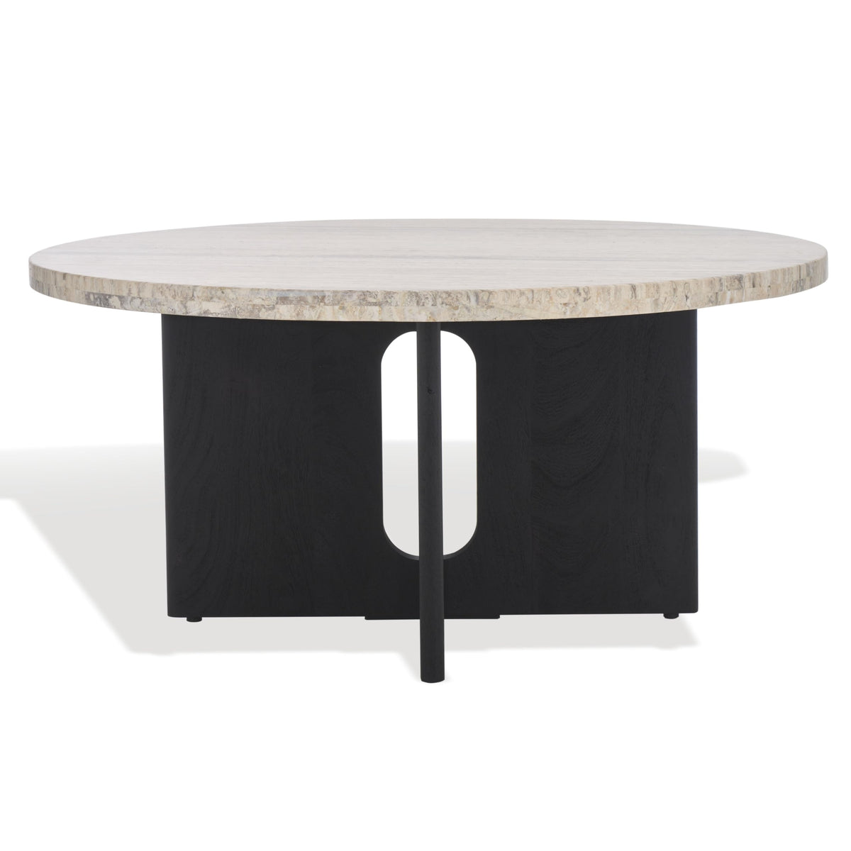 SAFAVIEH Couture Collection Shayne Travertine/Black Solid Wood Coffee Table