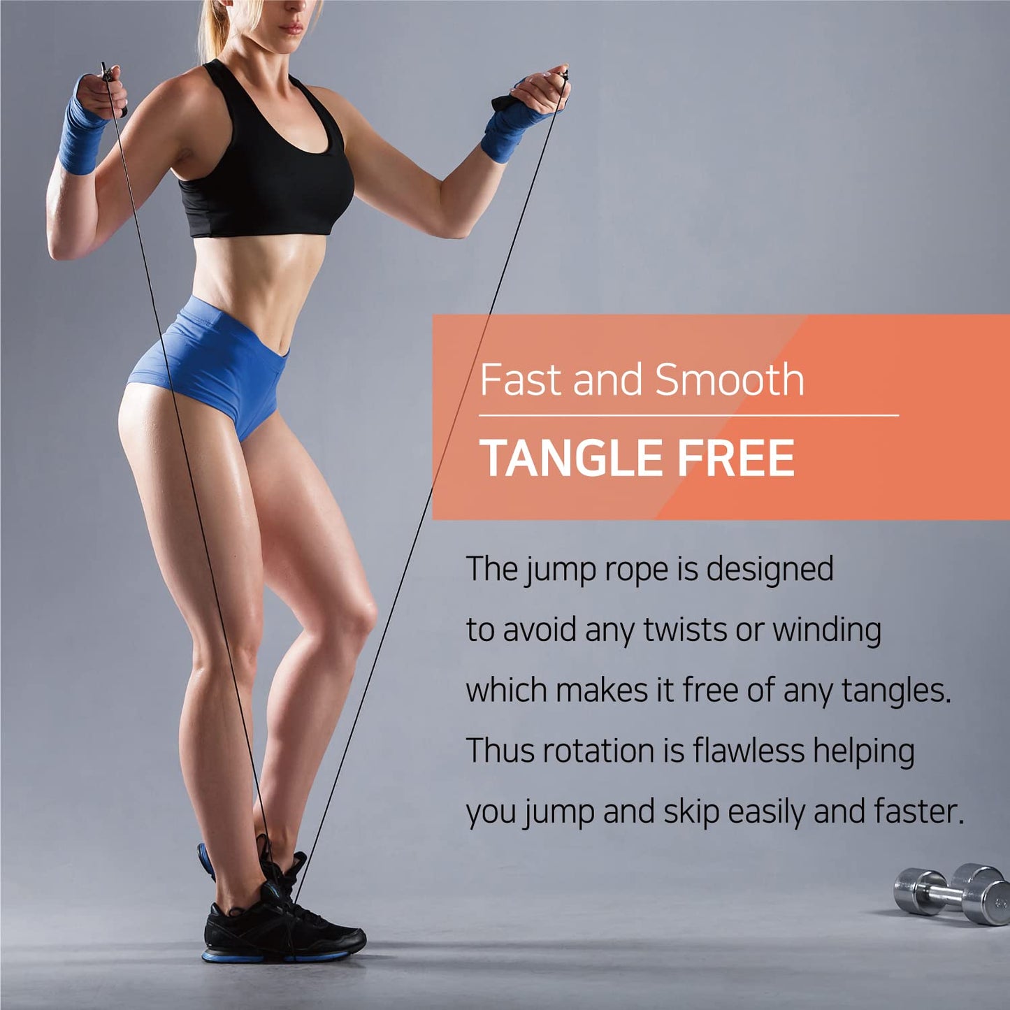 Skipping Jump Rope for Fitness Workout - Light Weight, Adjustable, Tangle Free, Excellent line control for Cardio Boxing, CrossFit, Training Exercise All Ages and Gender ( Special Luxury, KA-220, Made in Korea) (Grey-Red)