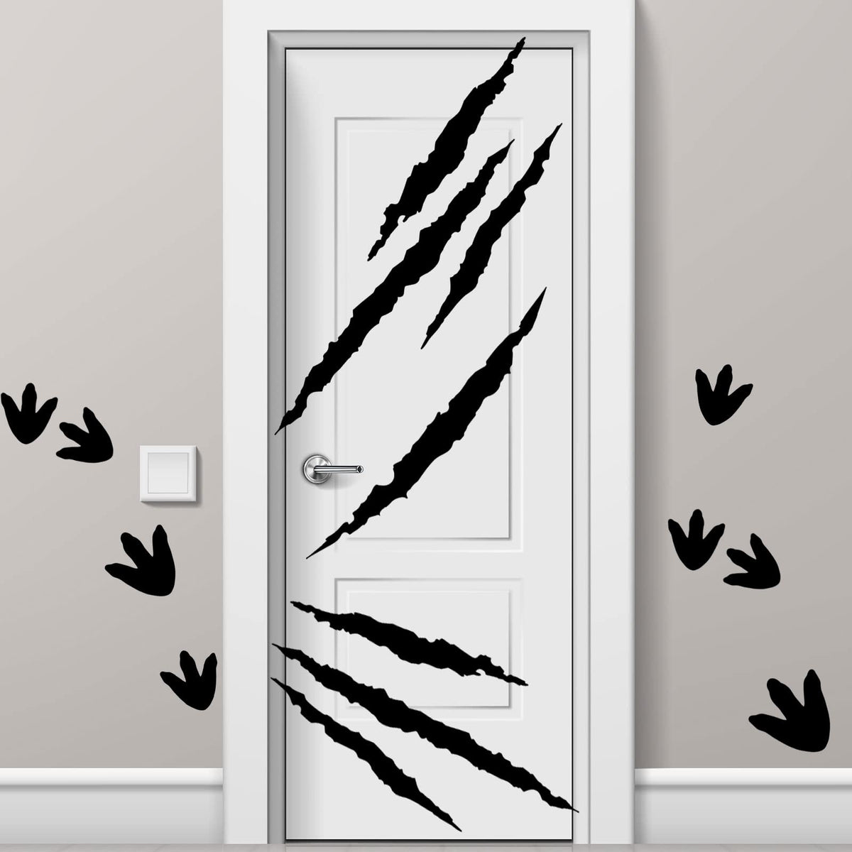 78 Pcs Dinosaur Footprints Floor Decals Black Ripped Scratches Vinyl Sticker Removable Dinosaur Wall Decals Peel and Stick Track Stickers Scratches Tracks Wall Decorative