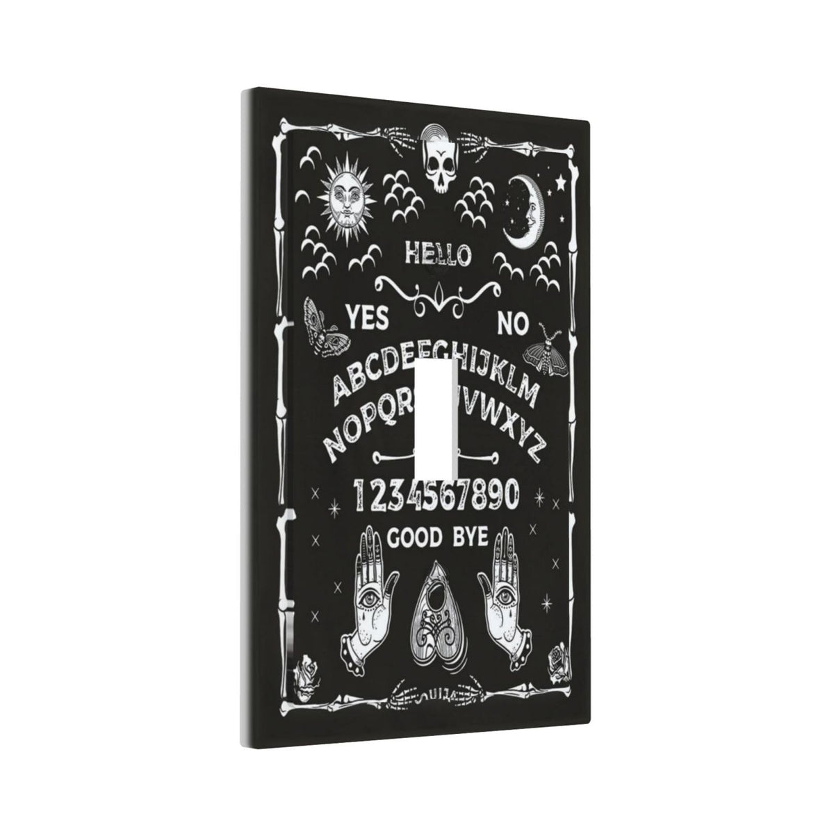 Wpshijia Black Witchy Skeleton Skull Gothic Sun Moon 1 Gang Novelty Light Switch Covers Decorative Unique Single Toggle Wall Plate Switchcover Electrical Switchplate for Bathroom Bedroom Decor