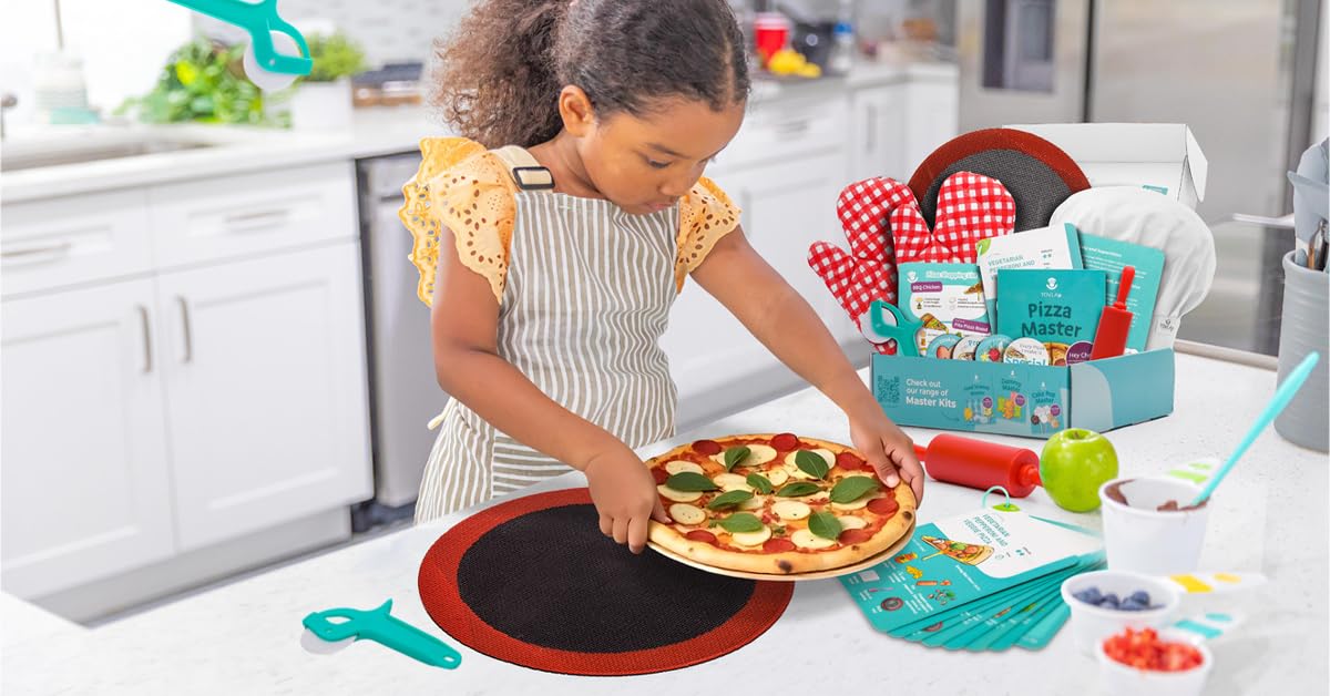 Tovla Jr. Ultimate Real Pizza Cooking Kit for Kids – Fun DIY Baking Set, STEM Activity for Ages 4+, Visual Learning Pizza Tools, Great Gift for Young Chefs