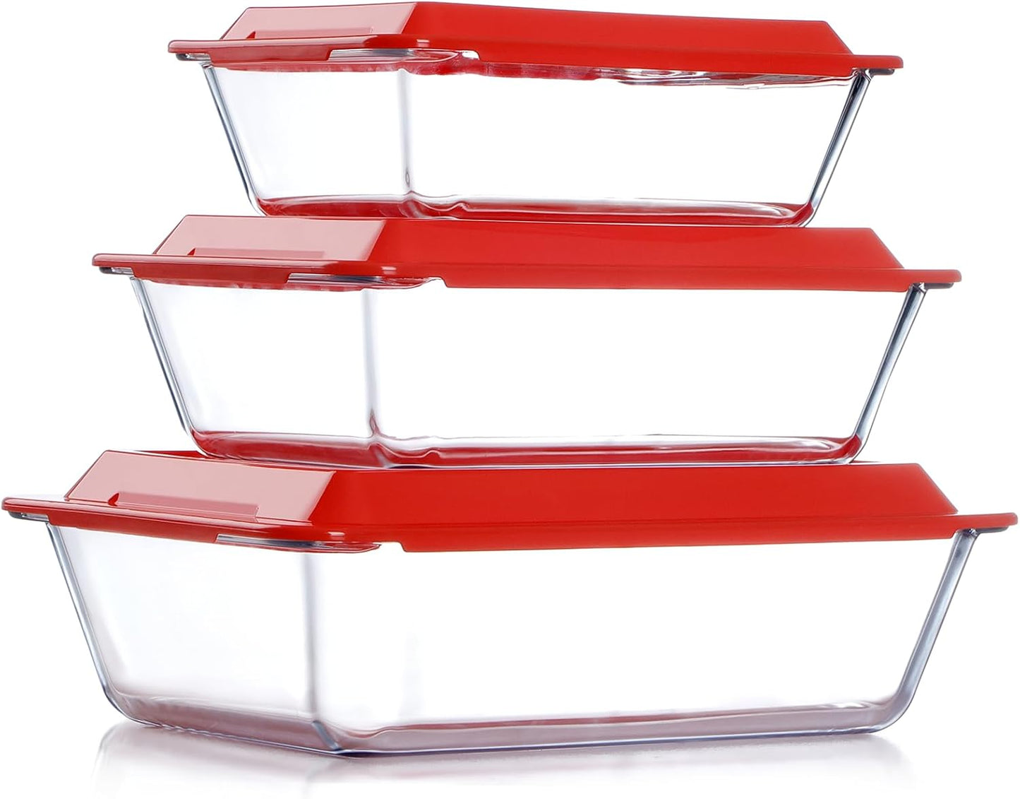NUTRIUPS Deep Glass Baking Dish Set - 3-Pack with Lids | 1.5Qt, 2.4Qt, 3.7Qt | Perfect for Lasagna & Oven Use