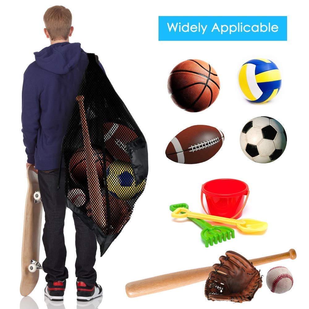 BROTOU Extra Large Mesh Ball Bag, Drawstring Socce Bag for Coach, Use for Basketball, Volleyball, Baseball, Mesh Equipmenbag with Adjustable and Portable Strap (18" x 28")