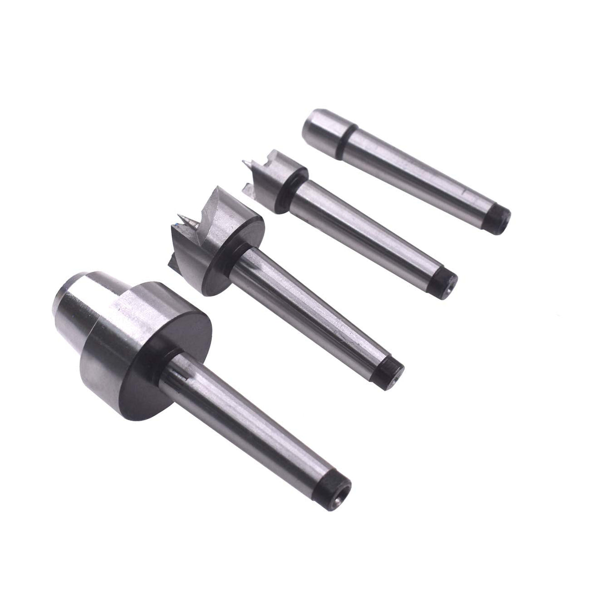 HGC 4 Pcs MT1 Steel Wood Lathe Live Center Drive Spur Cup Arbor with Wood Case