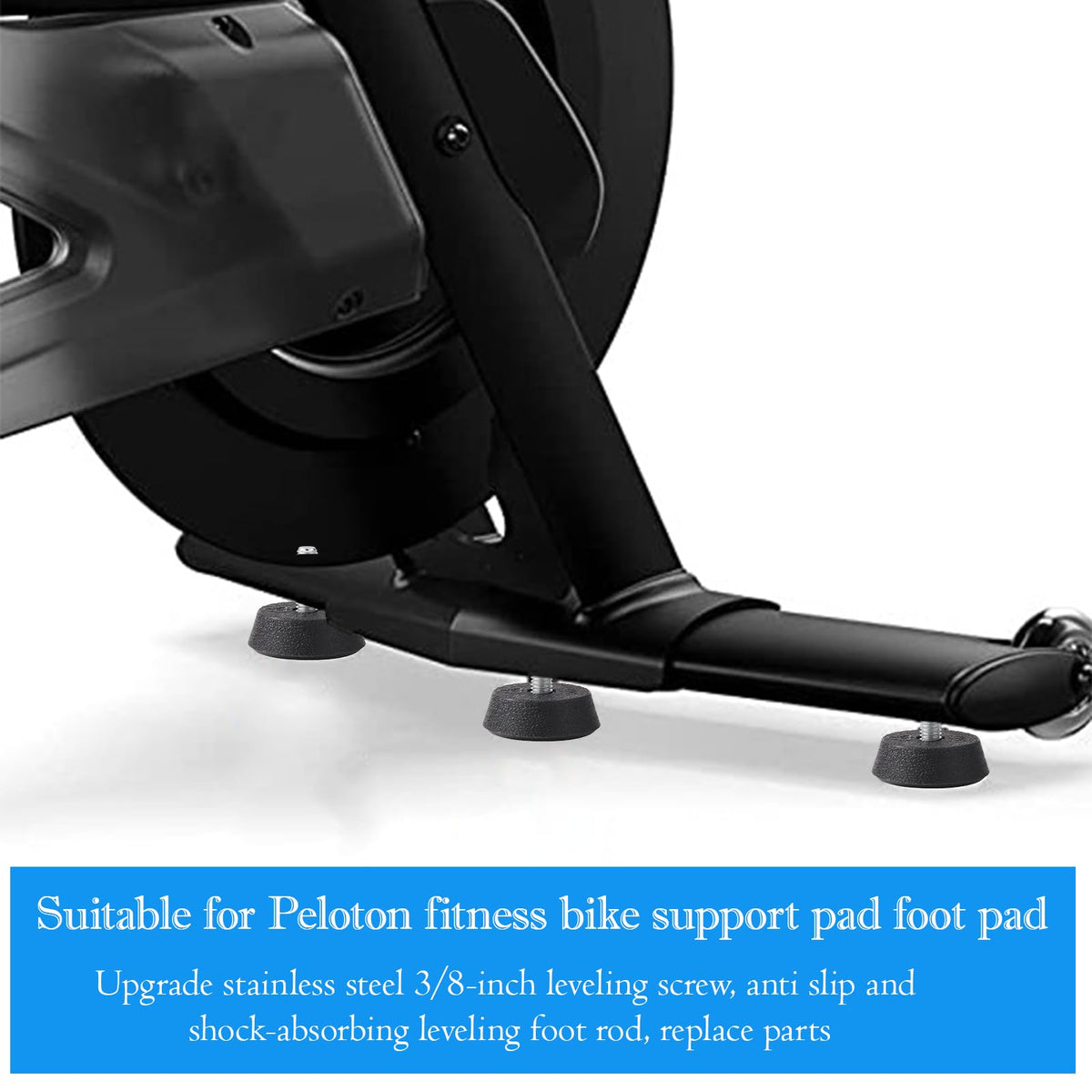 GAQUECY 4 Pack Exercise Bike Support Foot Pads Compatible with Peloton OG & Plus,Upgraded 3/8" Stainless Steel Anti-Slip Screw,Noise Reduction Shock-Absorbing Rubber Stabilizer Feet
