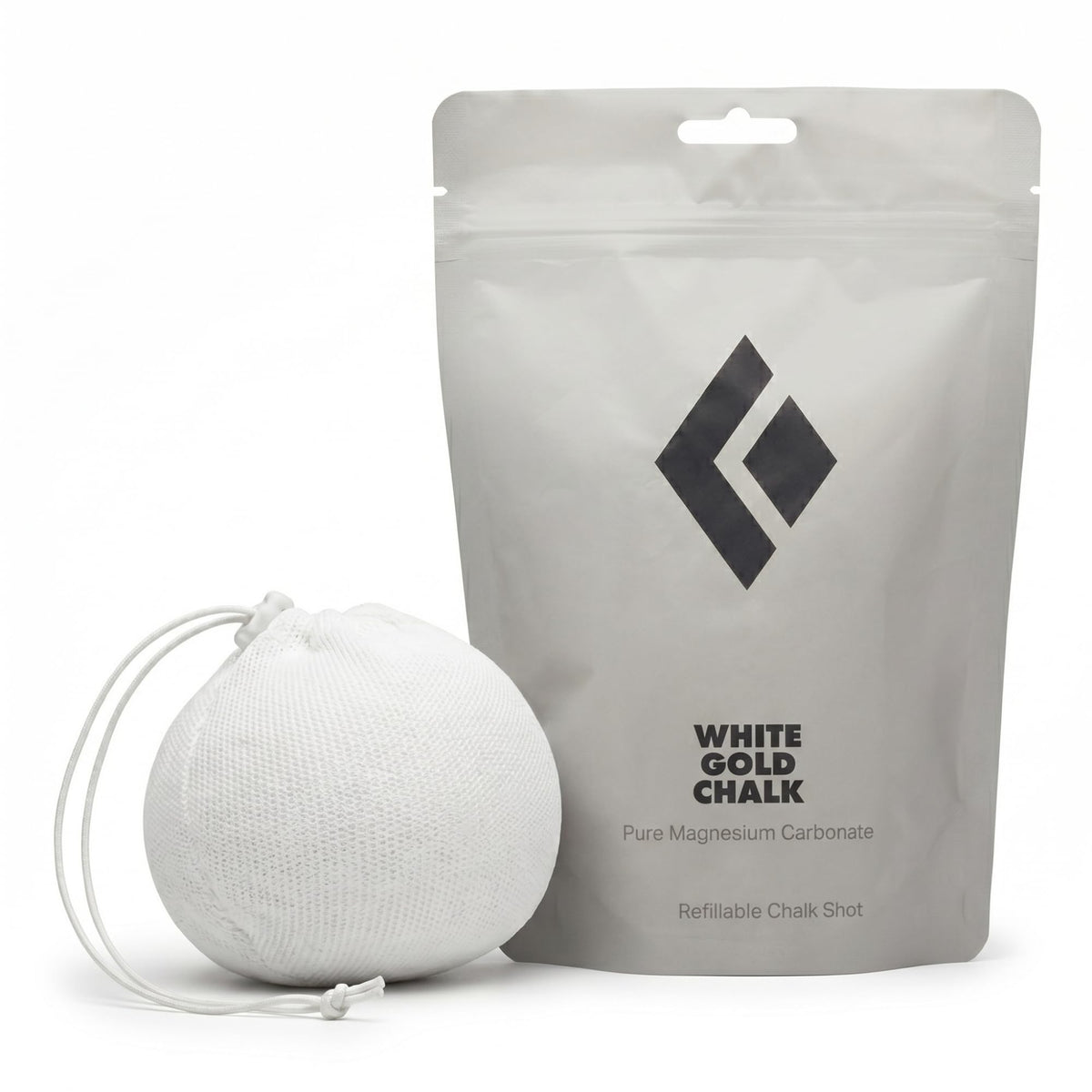 BLACK DIAMOND White Gold Refillable Chalk Shot | Reusable Mesh Chalk Ball | Controlled Chalk Dispersion | Indoor & Outdoor Rock Climbing