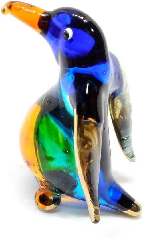 Handmade Mini 2.25" Penguin Figures Blown Glass Art/Miniature Ocean Animals/Fantasy Collectible Figurines Gift Ideas/Tiny Ornament Cool Stuff Decor No.1