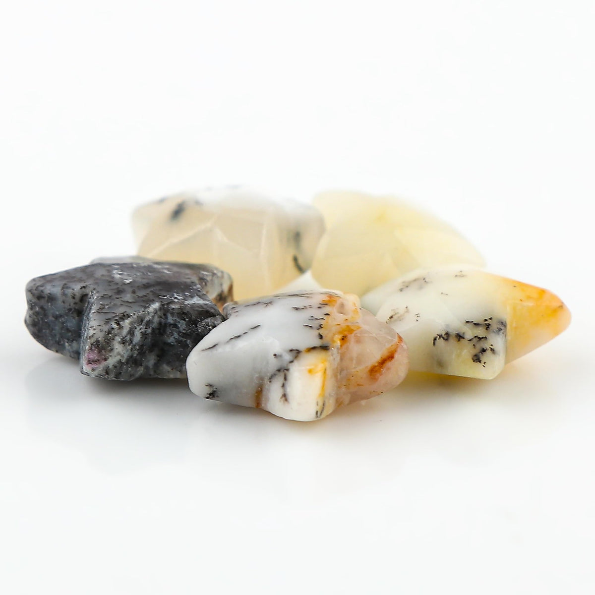 CRYSTALINES 5pcs, Wholesale Natural Dendrite Agate Gemstones, Bulk Star Shape Stones, Assorted Loose Supply, DIY Craft-Jewelry Making, Chakra Healing Crystals, Gem Collection, 10-12mm