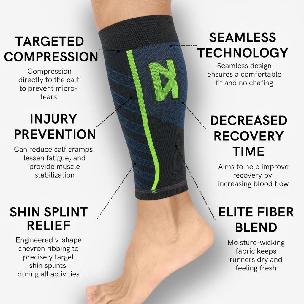 Zensah Featherweight Compression Leg Sleeves - Relieve Shin Splints, Calf Strains (Heather Grey, Small)