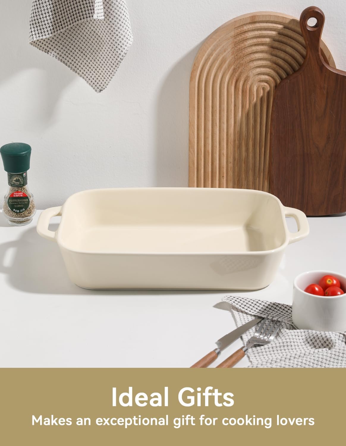 Sweejar Ceramic Bakeware Set - 9x13 Rectangular Baking Dish for Casseroles & Daily Cooking - Beige