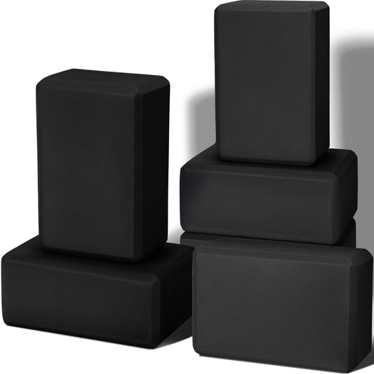 Wettarn 6 Pack Yoga Blocks 9 x 6 x 4 Inch EVA Foam Lightweight Non Slip Yoga Props for Pilates Stretching Meditation(Black)
