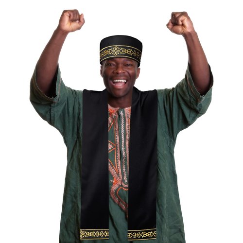 Jiuguva 2 Pcs African Hats for Men Pattern African Kente Kufi Hats and Stole Sash for Black History(Embroidery)