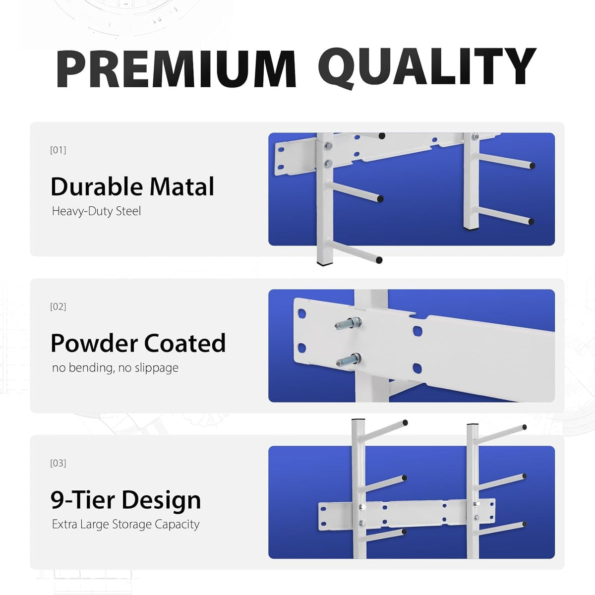 Skiennix Wall Mount Blueprint Storage Rack - Heavy Duty File Holder for Posters & Vinyl Rolls | 320 lbs Capacity