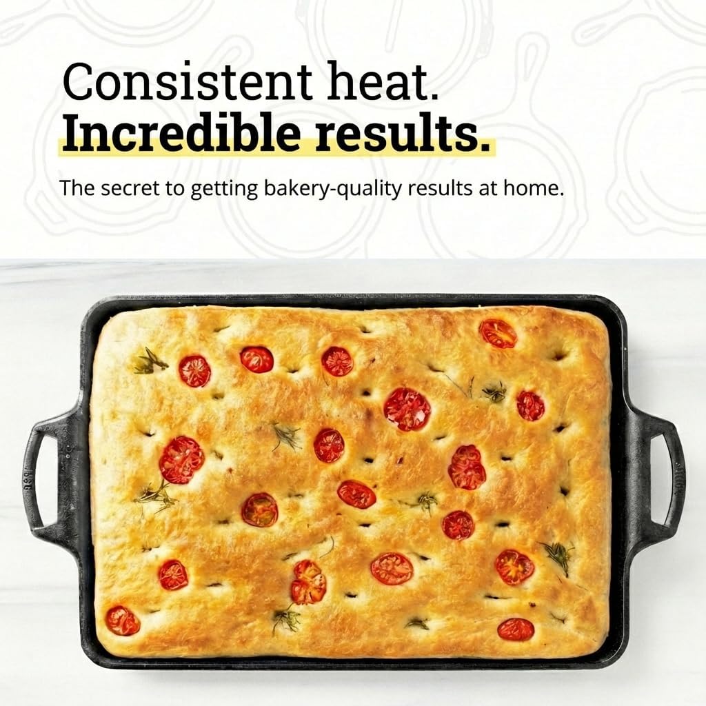 Lodge Cast Iron Baking Pan - Durable Non-Stick Cookware for Perfectly Baked Dishes | 12-Inch Size