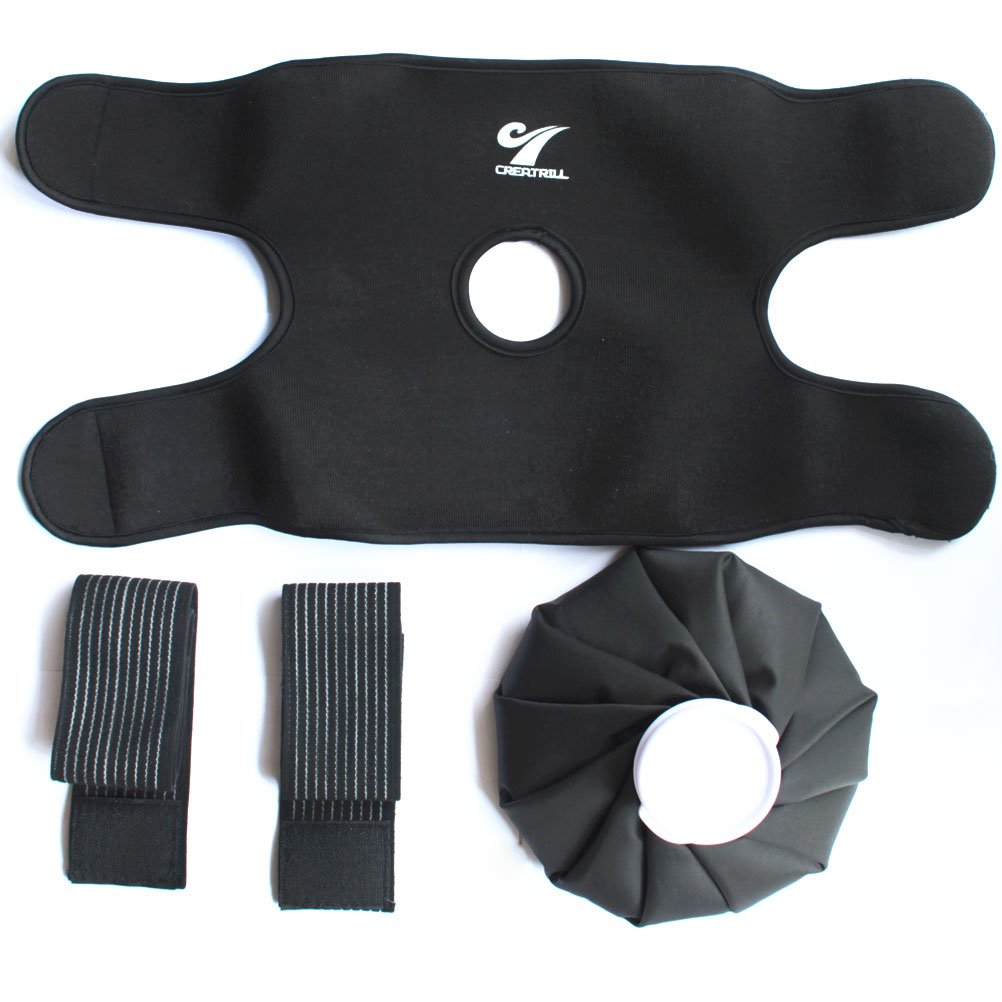 Creatrill Reusable Hot Cold Therapy Ice Bag Pack (9") Neoprene Core Wrap with Elastic Strap, Portable Moist Heating Brace First aid Ice Compression Sleeves Pain Relief Pad