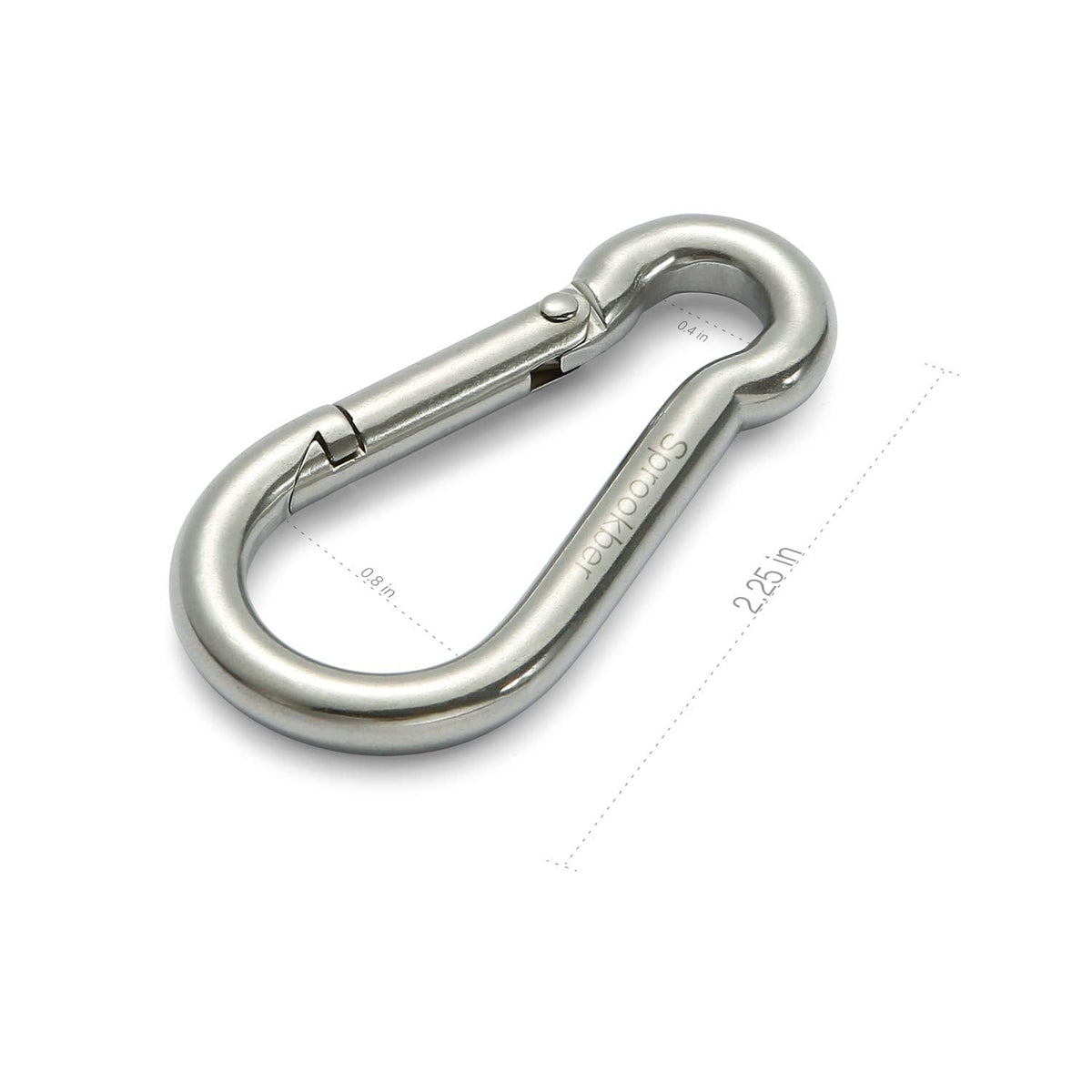 sprookber Stainless Steel Carabiner Spring Snap Hook - 304 Stainless Steel Heavy Duty Clips, Set of 4 (2.25 Inch)