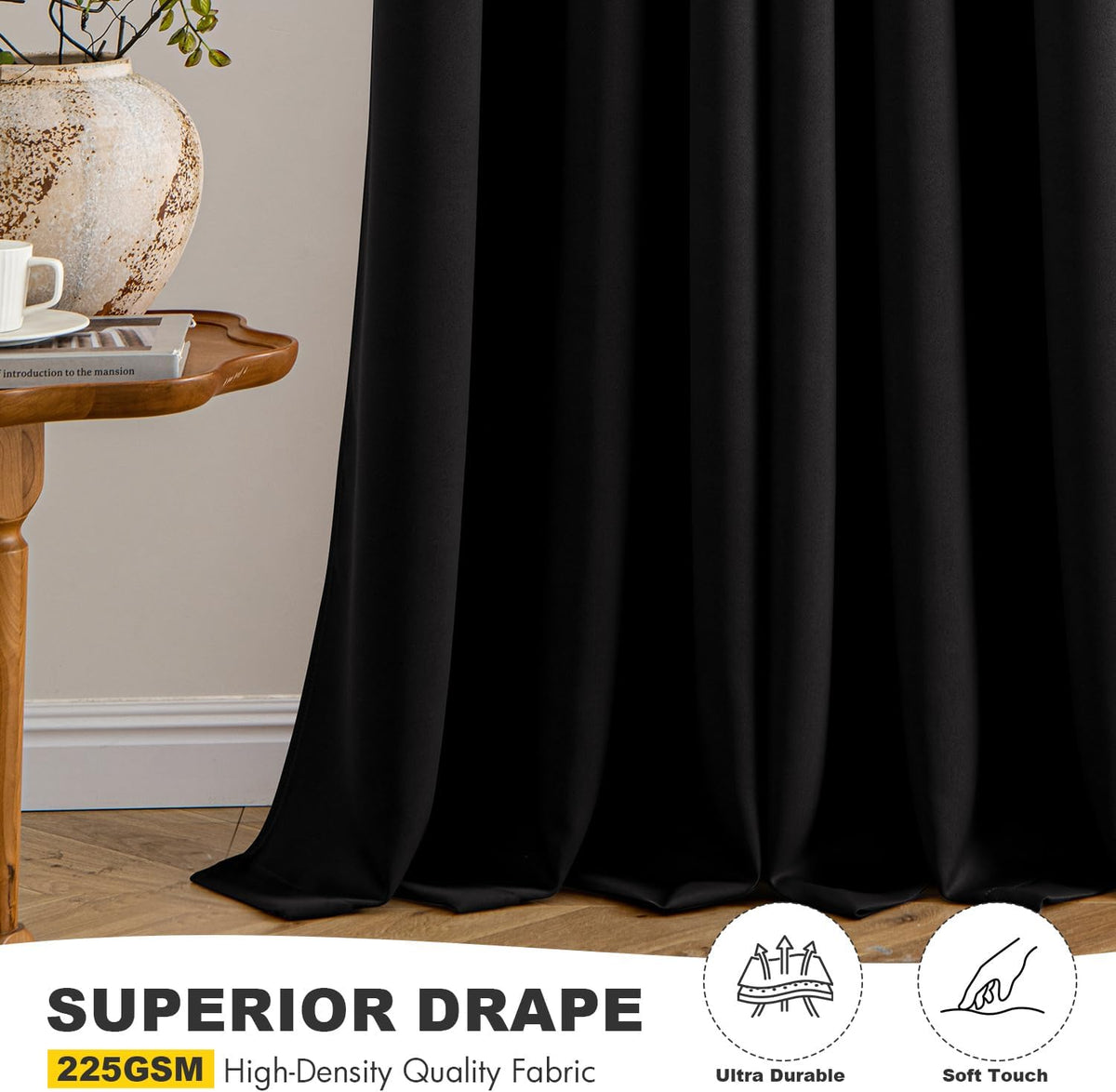 MIULEE Blackout Curtains - Thermal Insulated Room Darkening Drapes | 90-Inch Long, 2 Panels, Noise Reduction