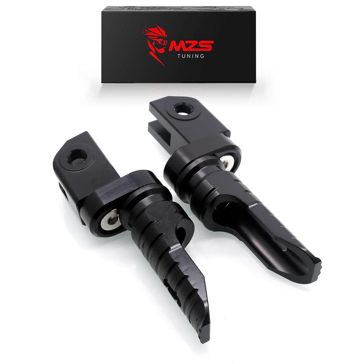 MZS Motorcycle Foot Pegs Front 360° Roating Rider Footpegs Black CNC Compatible with Daytona 675/R, Street Triple R/RS/RX/S, Speed Triple/R/RS/S, Speed Triple 1200 RR/RS, Speed Twin, Trident 660