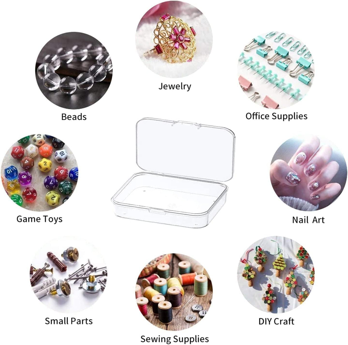 MFDSJ Mini Plastic Storage Containers - 12 Pcs Clear Rectangle Boxes with Lids | 4.5x3.4 Inches for Small Items