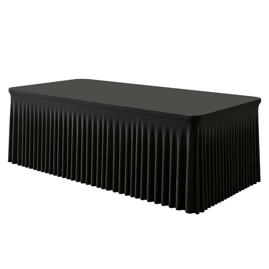 GEWONELIFE Black Rectangle Spandex Tablecloth, Fitted Stretch Table Cover for 6FT Rectangular Tables, Wrinkle-Free Elastic Table Skirt for Graduation Wedding Party Banquet Birthday Buffet Restaurant