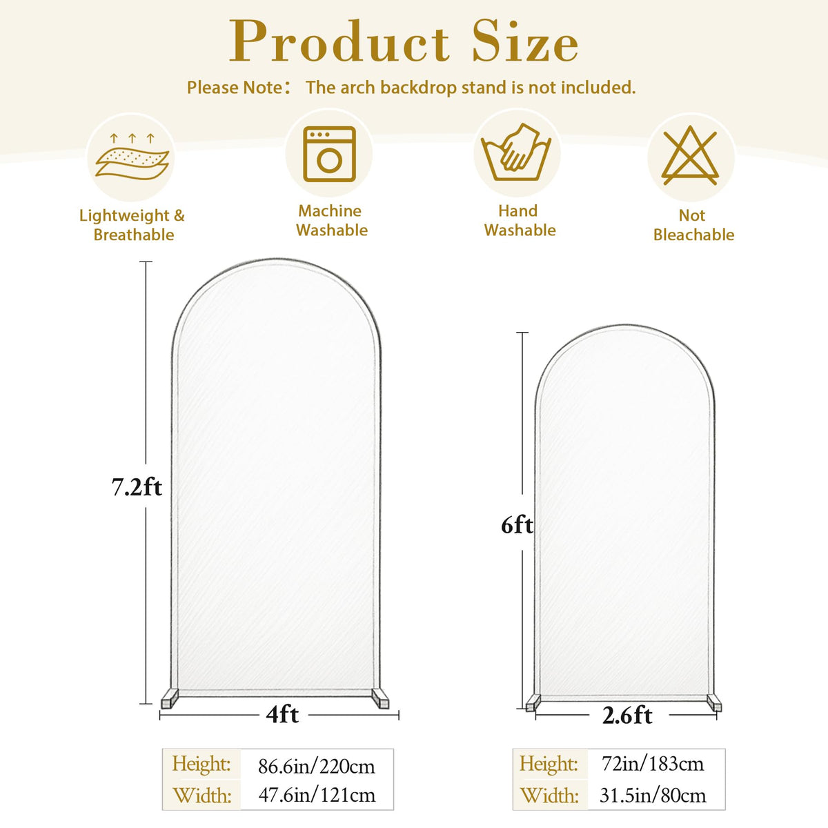 Black Red Arch Cover 2 Set-7.2 and 6ft Arch Backdrop Cover Spandex Wedding Arch Stand Covers for Birthday Party Baby Shower Retirement Graduation Banquet Halloween Photo Background Decorations