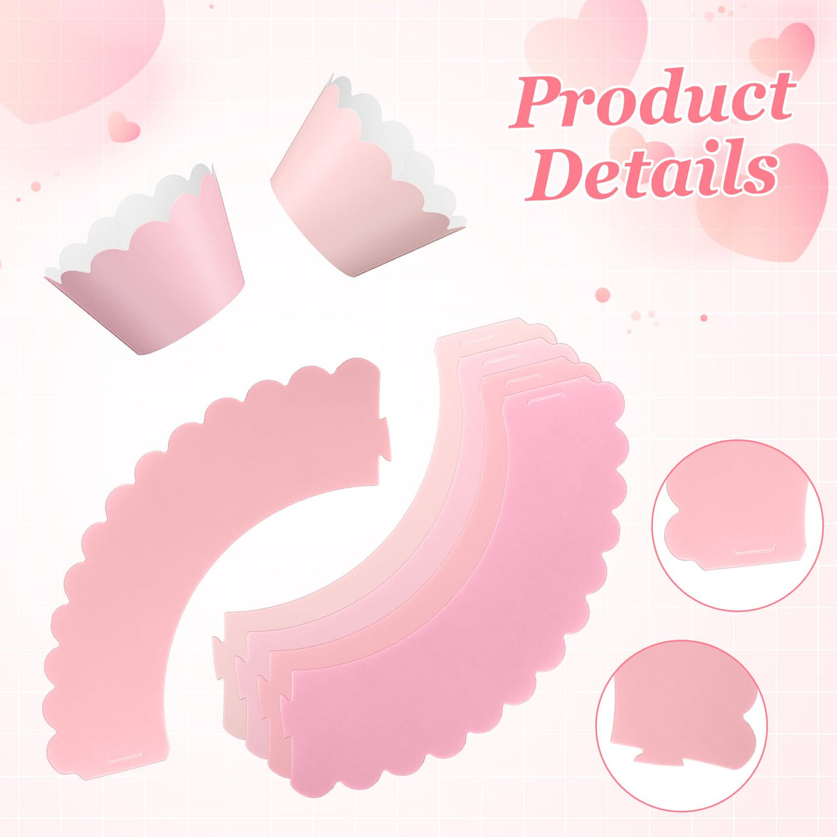 Vesici 100 Pcs Pink Cupcake Liner Pastel Cupcake Paper Wrappers Scalloped Baking Cups Bake Artistic Cake Cups Decoration for Mom Nurse Valentines Summer Wedding Birthday Tea Party Supplies
