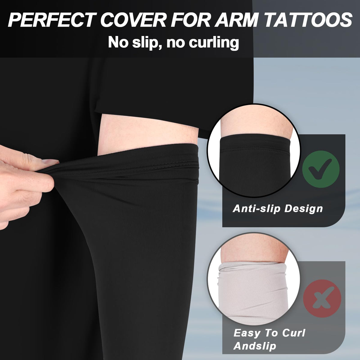 ROCK TAKIN UV Sun Protection Arm Sleeves for Men Women, UPF 50+ Cooling Sun Sleeves to Cover Arms Sports Compression Covers for Golf Baseball Football Work Running Cycling Driving - 3 Pairs