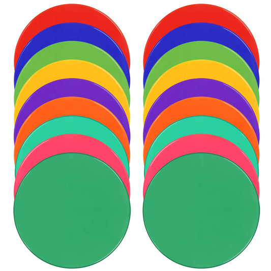 Poly Spots 9inch Poly Spot Markers for Gym Floor, 9 Colors 18 Pcs Non-Slip Rubber Floor Dots Flat Cones Round Agility Markers for Sports Soccer Basketball PE Training, Dance, Classroom Activities