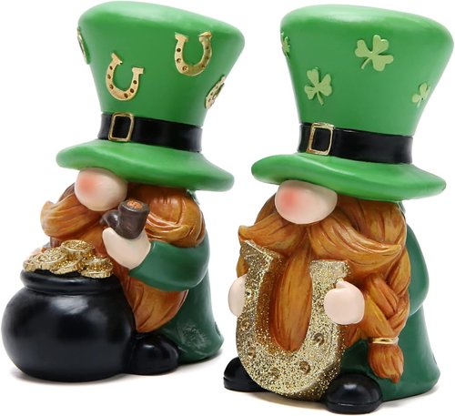 Hodao St. Patrick's Day Gnomes - 2 PCS Green Elf Table Ornaments | Festive Home Decor