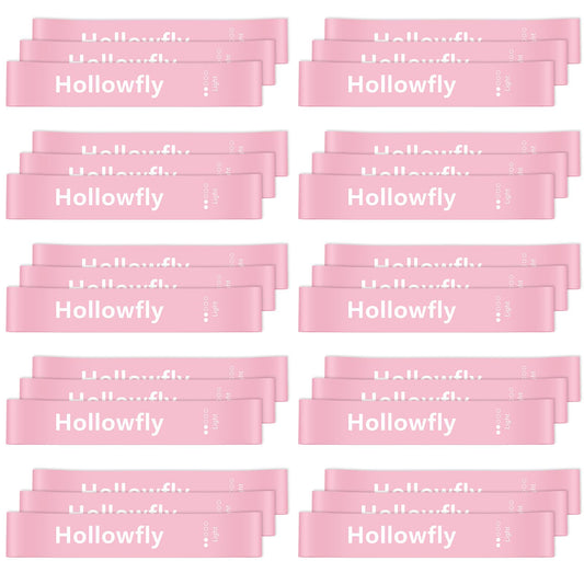 Hollowfly 30 Pcs Latex Resistance Bands Resistance Loop Exercise Band for Booty Workout Stretch Exercise Equipment Non Slip Elastic Band for Women Men Home Butt Hip Thigh Fitness Gym Yoga(Pink,Light)