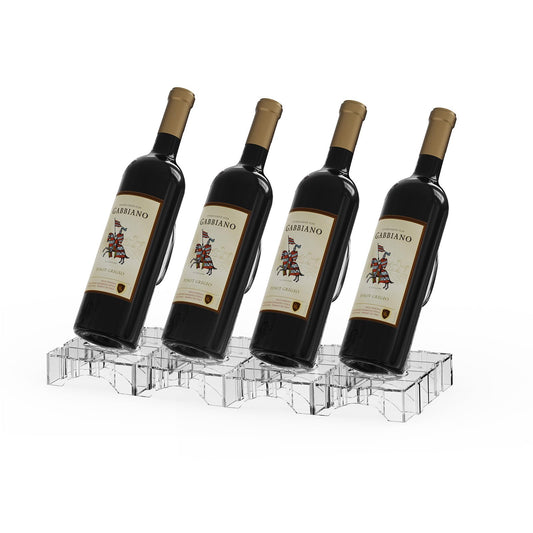 VTOPA Acrylic Wine Rack Countertop, Expandable Modular Wine Bottle Display Stand, Clear Wine Holder for Home Bar Decor, Kitchen, Small Spaces, Dinner Parties & Gifts (4)