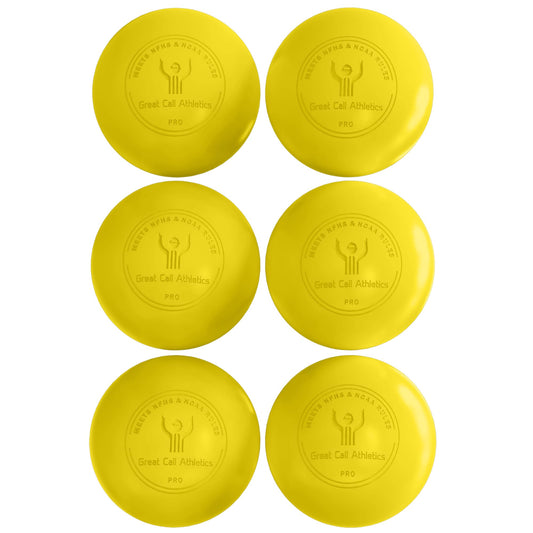GCA Pro Lacrosse Official Game Ball NFHS College Approved Velocity 6 Pack LAX Field Tournament Rubber Practice (Yellow, 6 Balls)