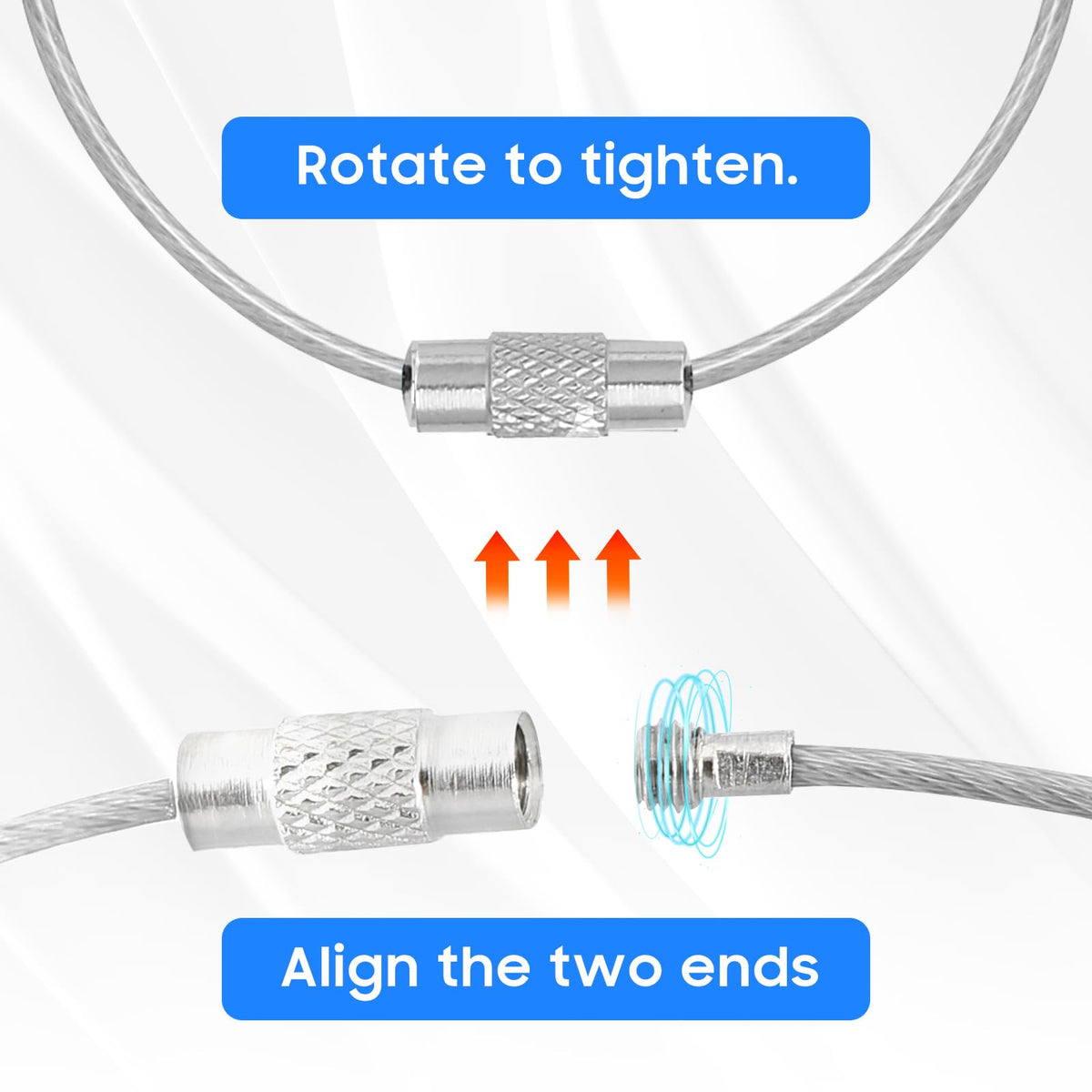DFTOA-30 Pack 6 inch Extendable Wire Keychain Cable/Luggage Tags/Loops Holder/ID Tag Keeper, Silver Cable Key Ring