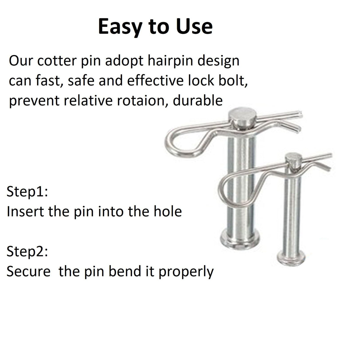 8Pcs Cotter Pins, Heavy Duty Hitch Pins Clip R Clips Cotter Pins, Stainless Steel Spring Retaining Wire Hair Pins， Large for Trailer Tractors Mower Carts Truck Pin Clip M4x75mm