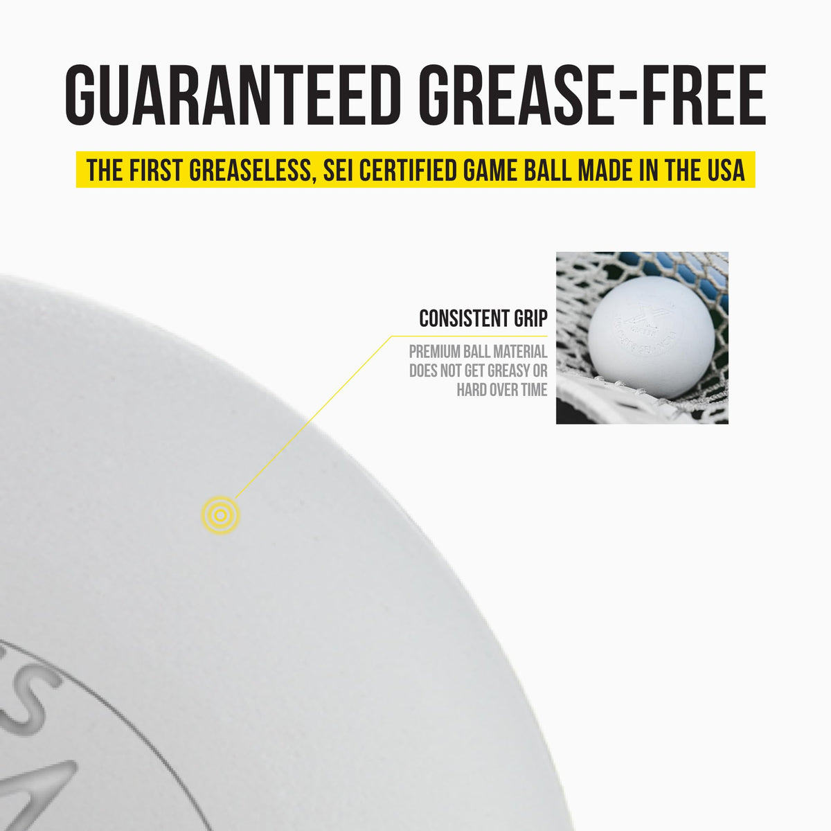 PEARL X Greaseless Lacrosse Balls by Guardian Innovations, 10 Pack, White - Official Ball of NCAA Championships - Meets NOCSAE Standards and SEI/NCAA Certified