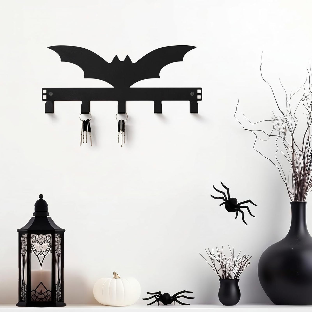 Reallnaive Gothic Bat Over The Door Hooks Goth Bathroom Decor Creepy Hanger Wall Mount Rack Holder for Towel, Hat, Coat, Cloth, Keychain, Bag, Home Organizer