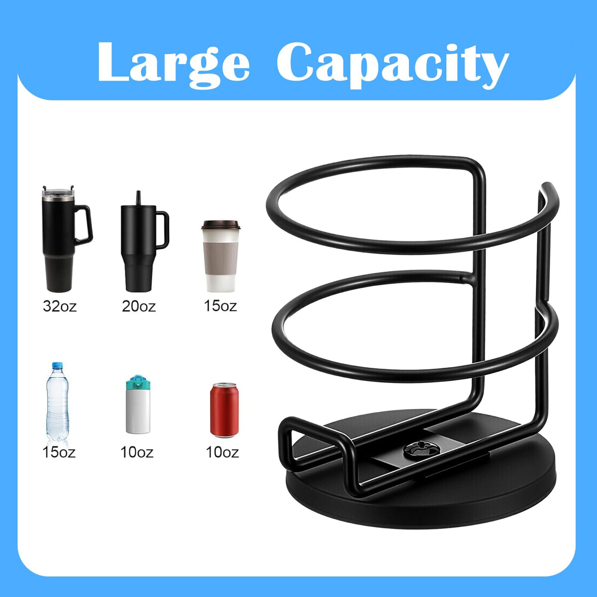 2 Pack Magnetic Cup Holder, Heavy Duty Metal Drink Holder, 3.46 inch/8.8 cm Strong Magnetic Base, Magnet Cup Caddy for Refrigerator Treadmill Truck Boat Bus Car