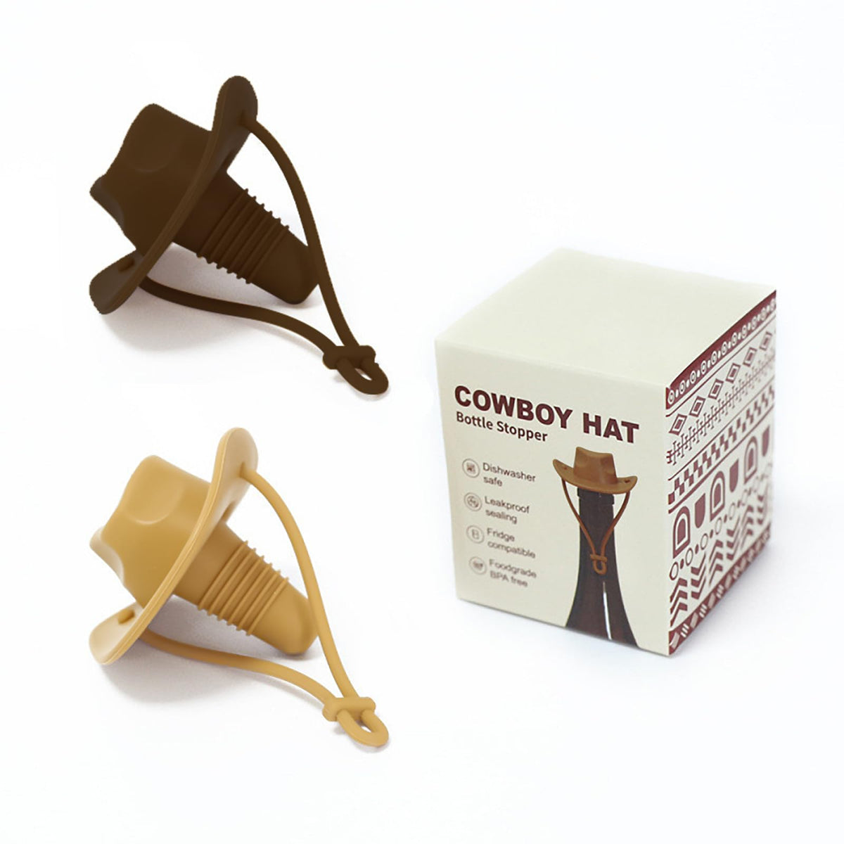 2 Pcs Cowboy Hat Silicone Wine Stoppers, Silicone Wine Stopper, Fun Hat Cap Seals Bottle & Keeps Wine Fresh, Funny Gag Gifts for Boyfriend, Stocking Stuffers Gifts for Adults
