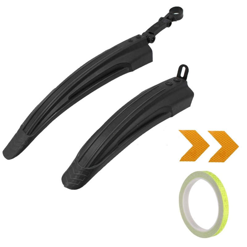 TuTuYa Bike Fender Set, Adjustable Bicycle Mudguards with 2 Arrow Reflective Stickers and 1 Reflective Tape, for 20-26 inch Bikes, Universal Front and Rear Tire Mud Guard for Most of Popular Bicycles