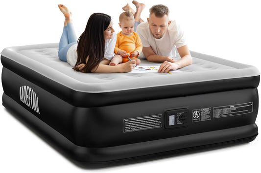 Airefina Queen Air Mattress - 18" Raised Comfort with Built-In Pump & Carrying Bag | 750 lbs Capacity
