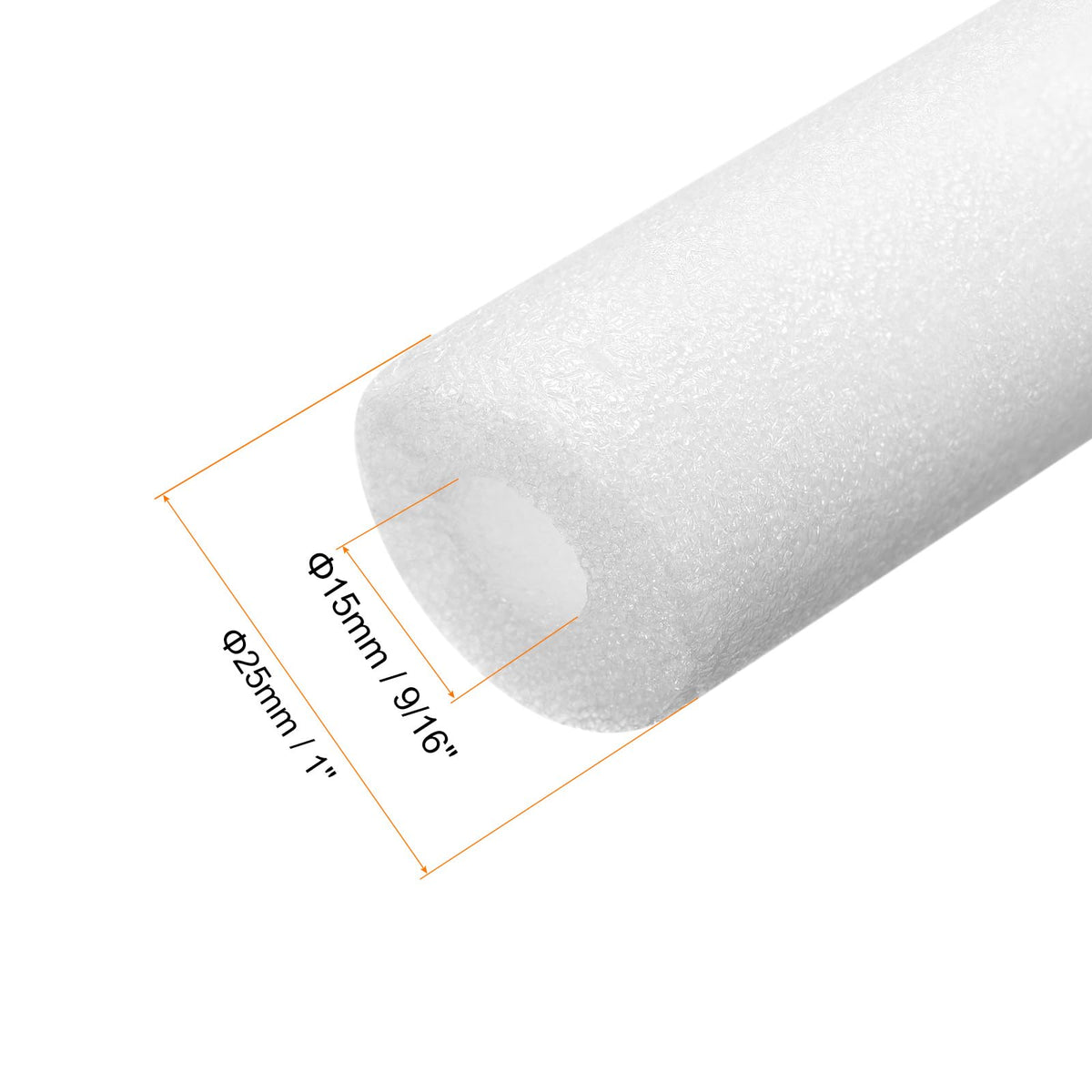 MECCANIXITY 4pcs Pipe Insulation Foam Tube Pipe Lagging 15mm(9/16 Inch) ID 25mm OD 3ft Freeze Protection for Copper Pipe, White