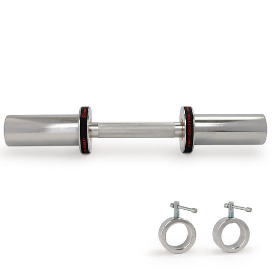 Sunny Health & Fitness 16-Inch Olympic Dumbbell Bar,with Collars, Chrome Finish, 2-Inch Olympic Plate Compatible, for Home Workouts - SF-OB01-16