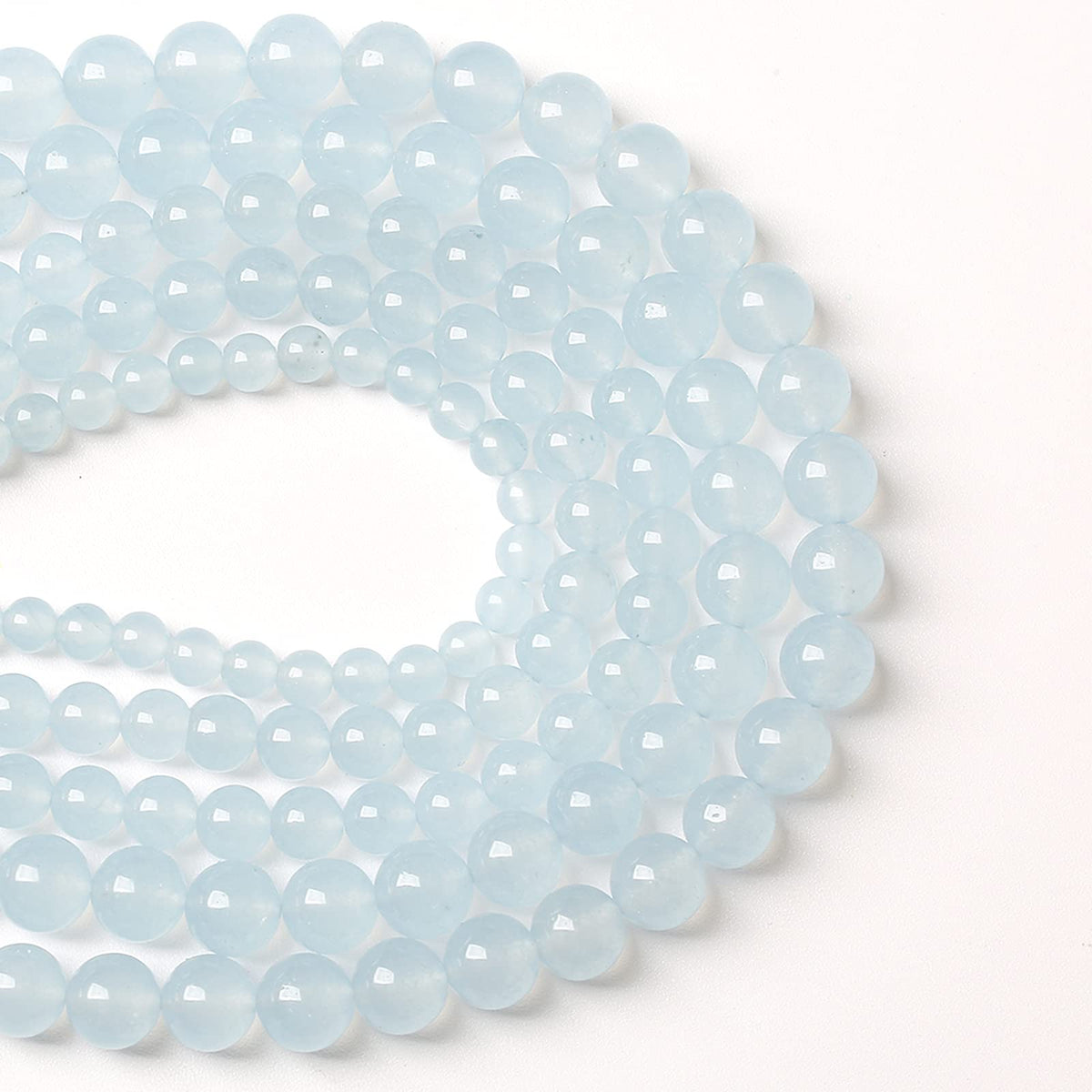 4MM 86PCS Natural Stone Light Blue Chalcedony Loose Beads for Jewelry Making DIY Bracelet Necklace
