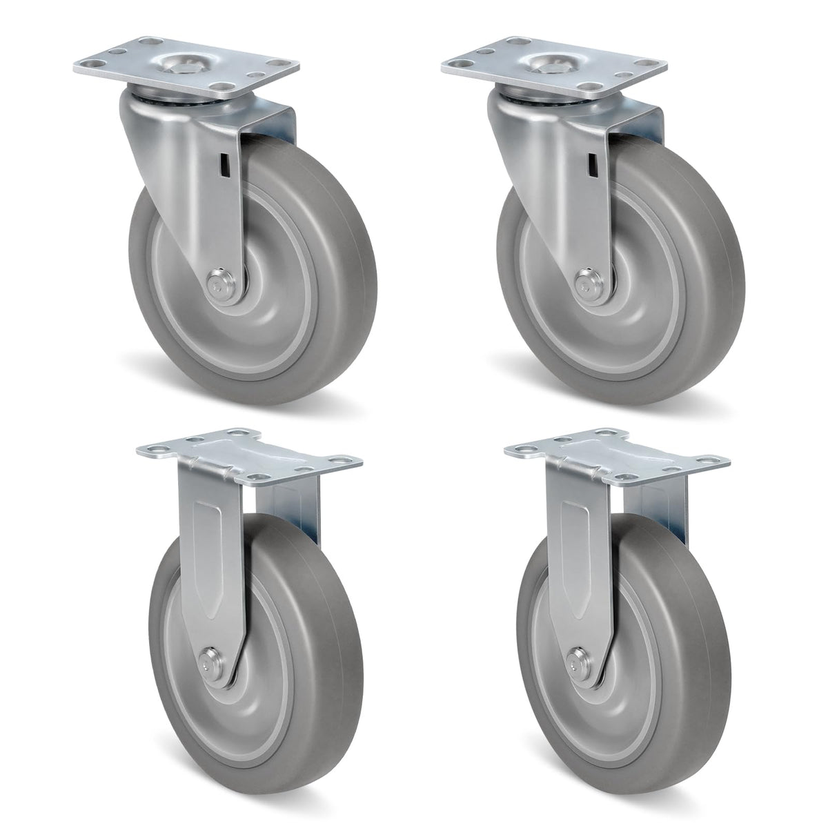 NINOSO Caster Wheels, 5" Heavy Duty Industrial Casters Set of 4 with Load 1400lbs Capacity, Wheels for Cart Furniture(2 Swivel & 2 Rigid)