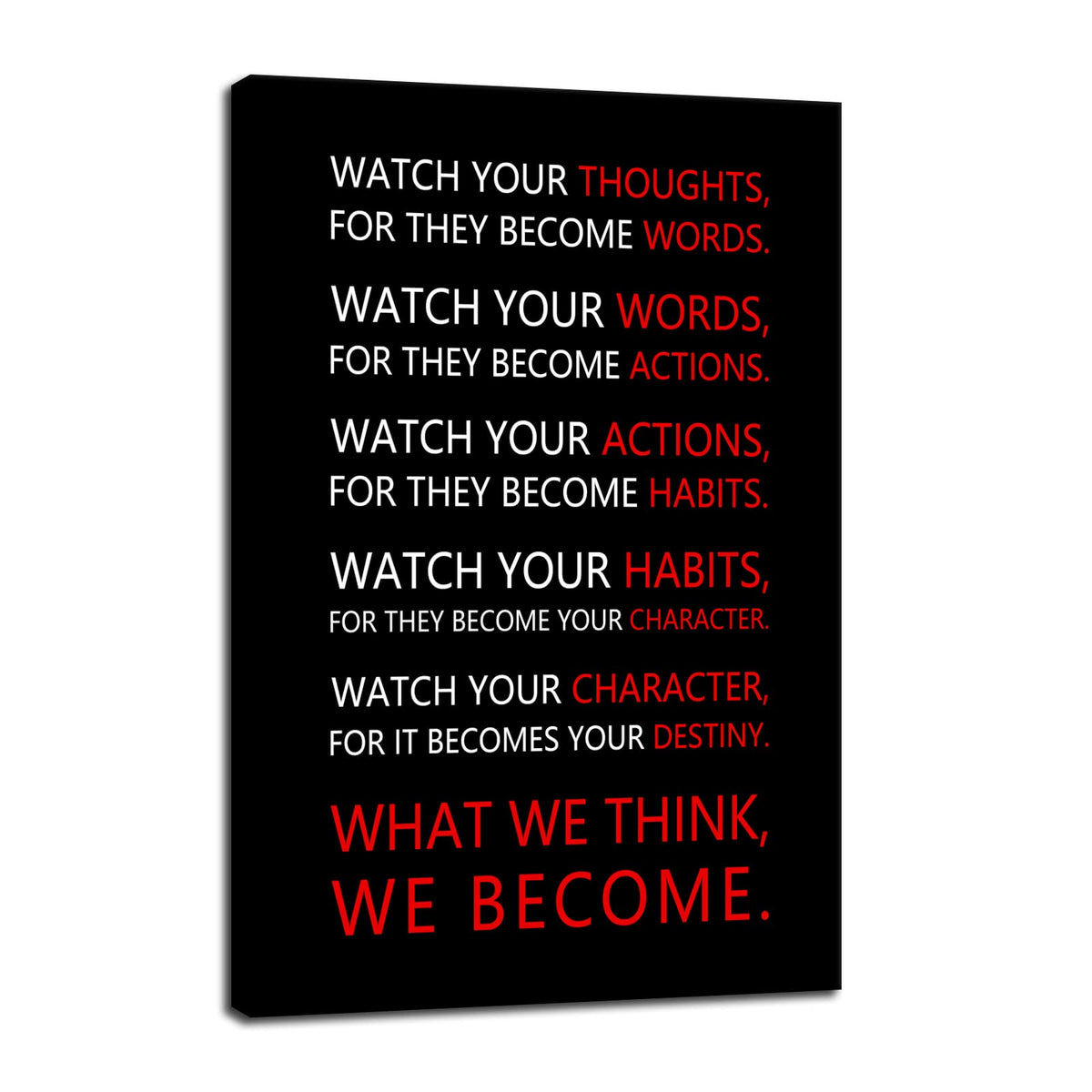 Motivational Wall Art for Office Watch Your Thoughts Inspirational Canvas Painting Inspiring Quotes Posters Prints Artwork Living Room Home Decor Framed Ready to Hang [24''W x 36''H]