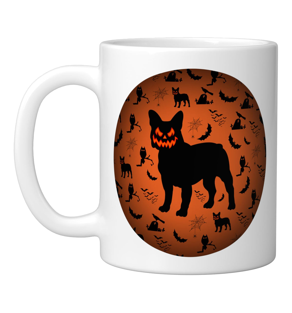 French Bulldog Halloween Ceramic Mug, White